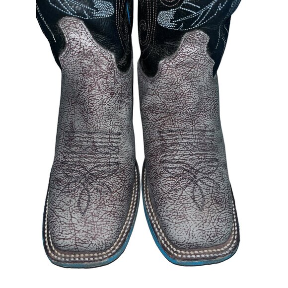 Justin Boots Womens Western Cowboy Boots Size 6.5B Turquoise Cross Square Toe - Picture 2 of 10